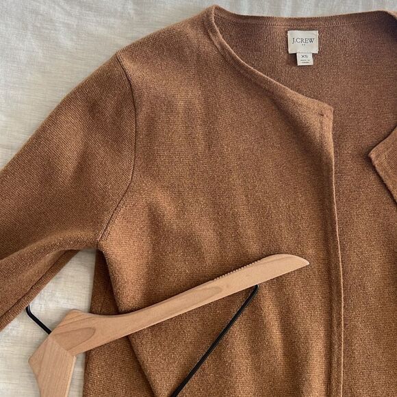 J. Crew Juliette Collarless Sweater Blazer Cardigan Women XSmall Brown - Picture 8 of 10